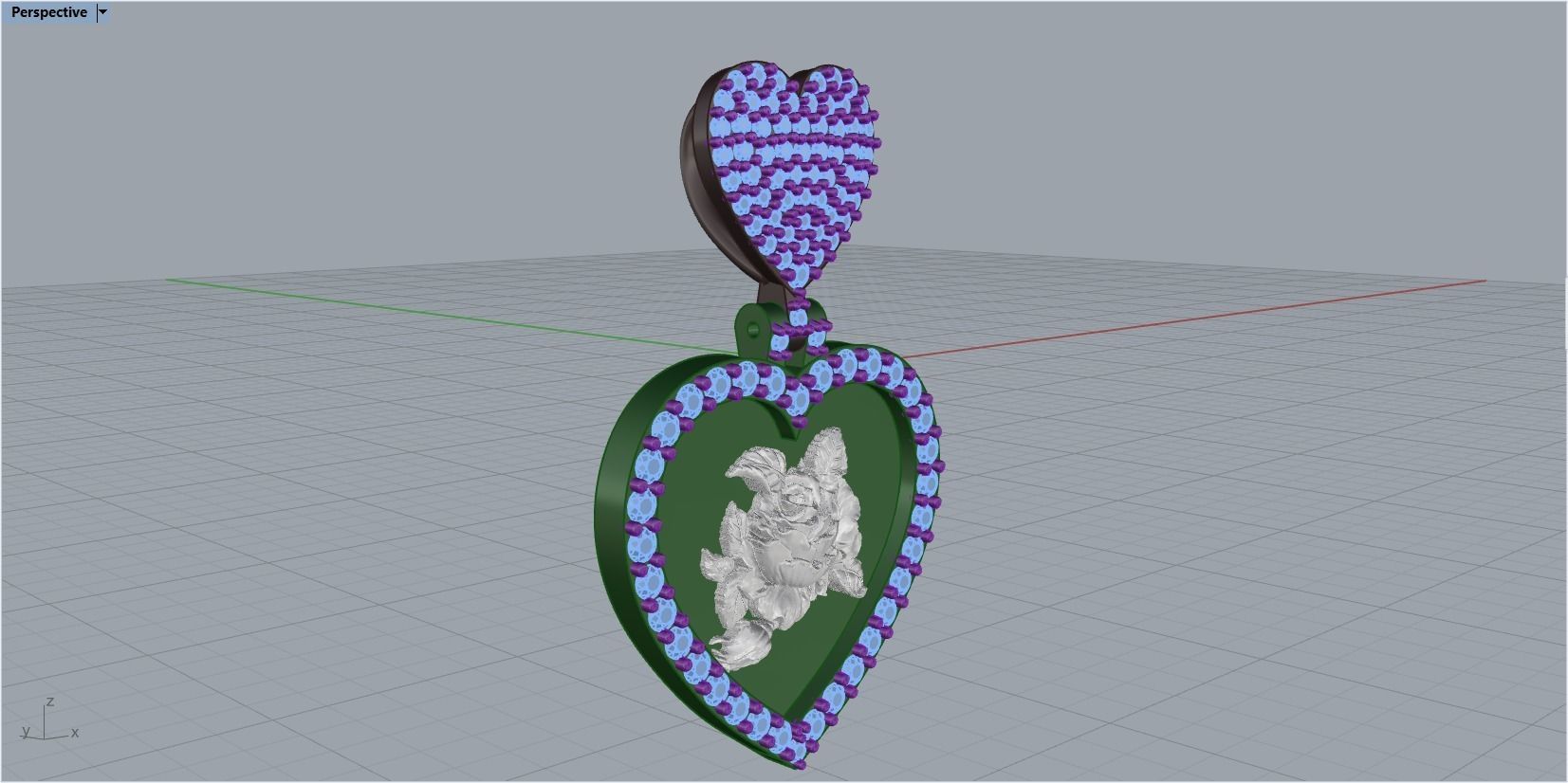 pendant in the form of a heart with a rose 3D print model_40