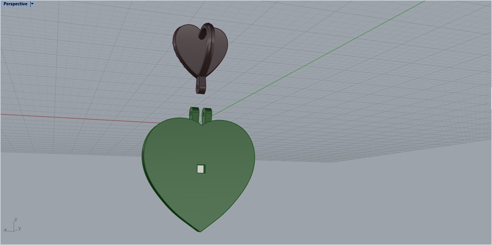 pendant in the form of a heart with a rose 3D print model_6