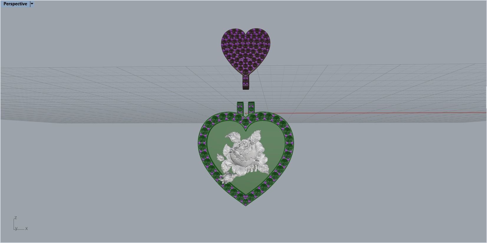 pendant in the form of a heart with a rose 3D print model_25