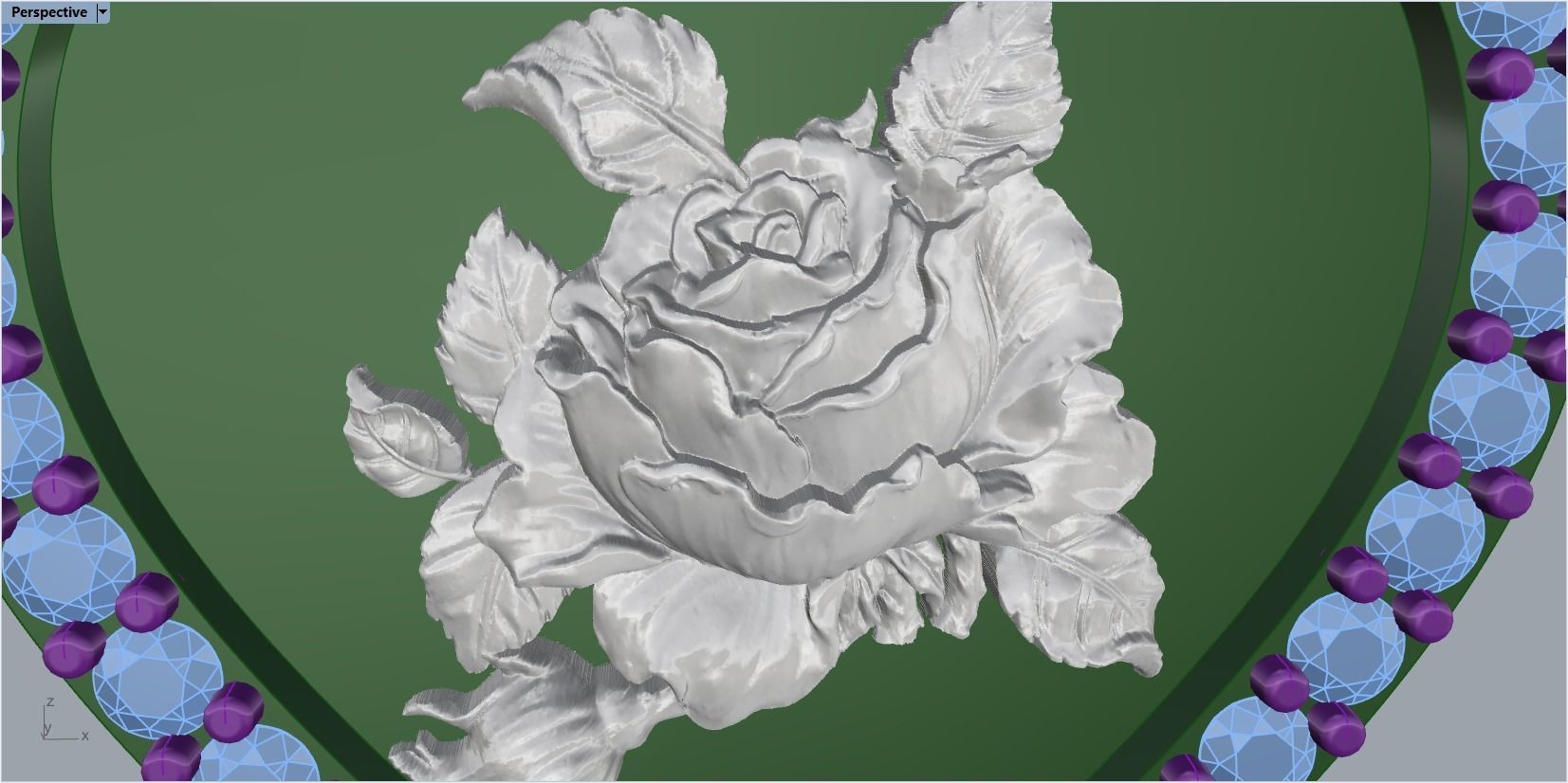 pendant in the form of a heart with a rose 3D print model_8