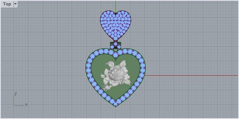 pendant in the form of a heart with a rose 3D print model_37