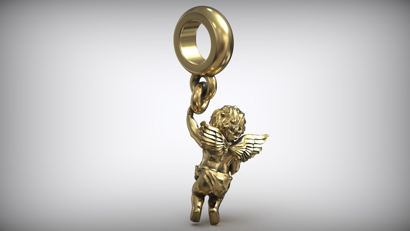 Cupid Angel Diamond Bezel Charm Pendant 3D print model_3