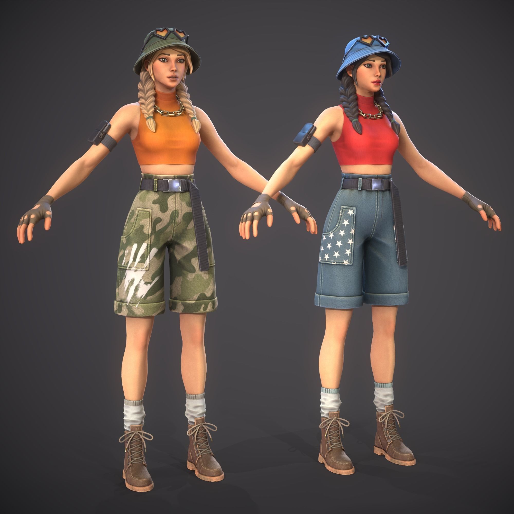 Just Girl - Game Ready Low-poly 3D model_8