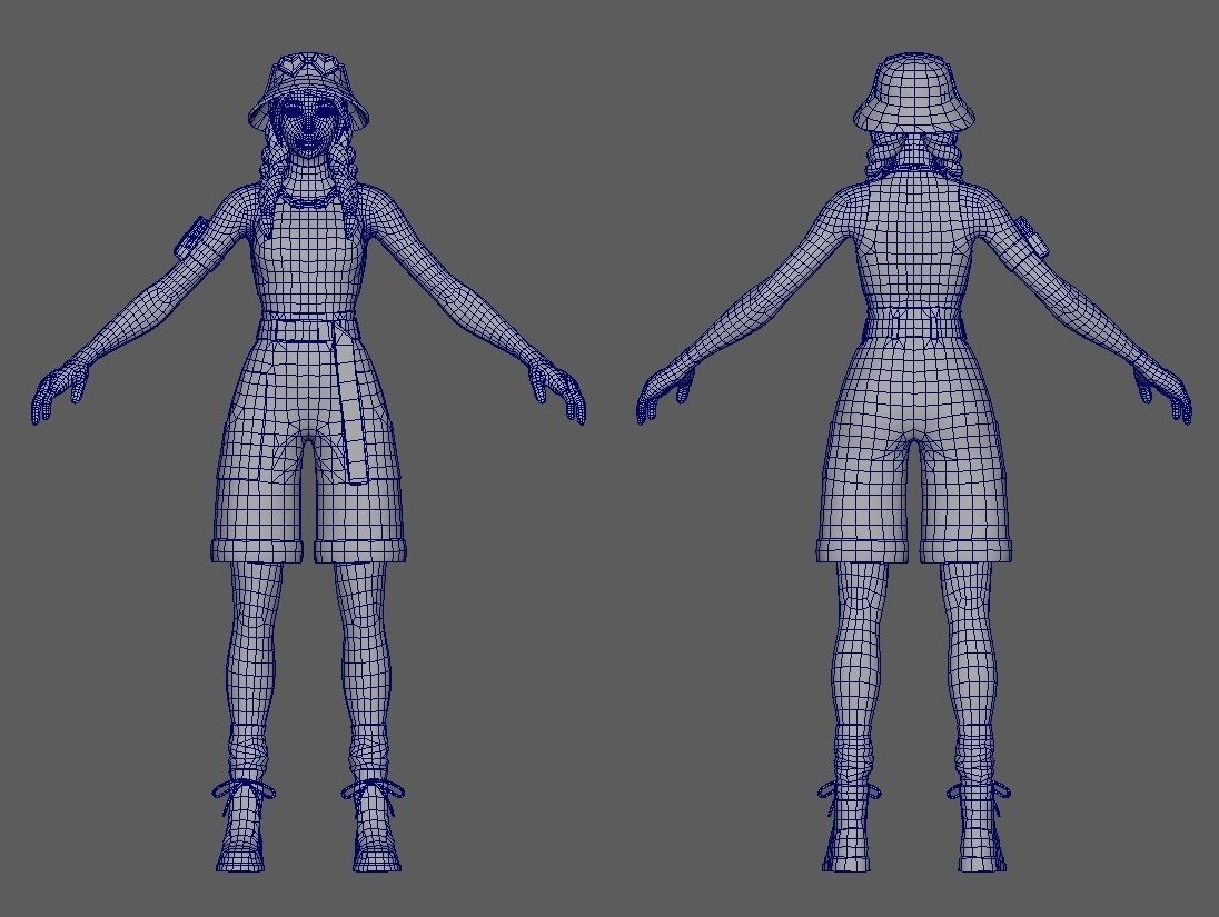 Just Girl - Game Ready Low-poly 3D model_22