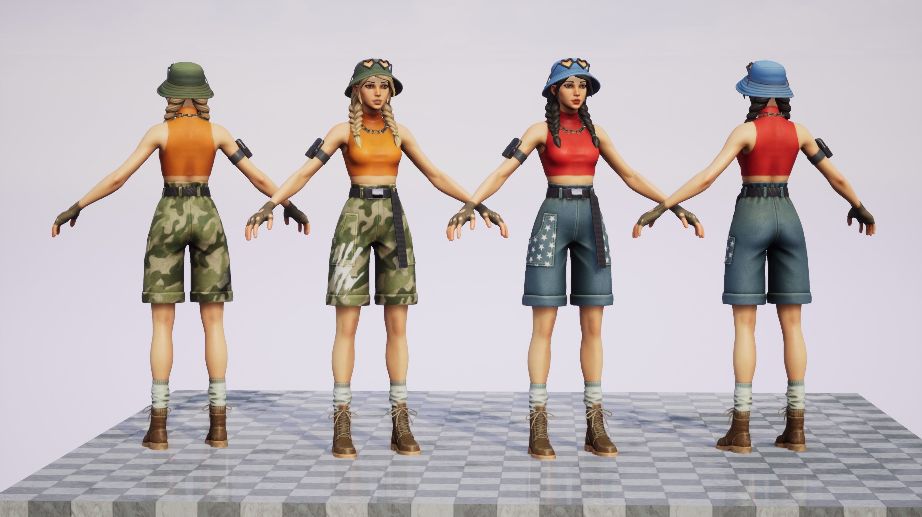 Just Girl - Game Ready Low-poly 3D model_18