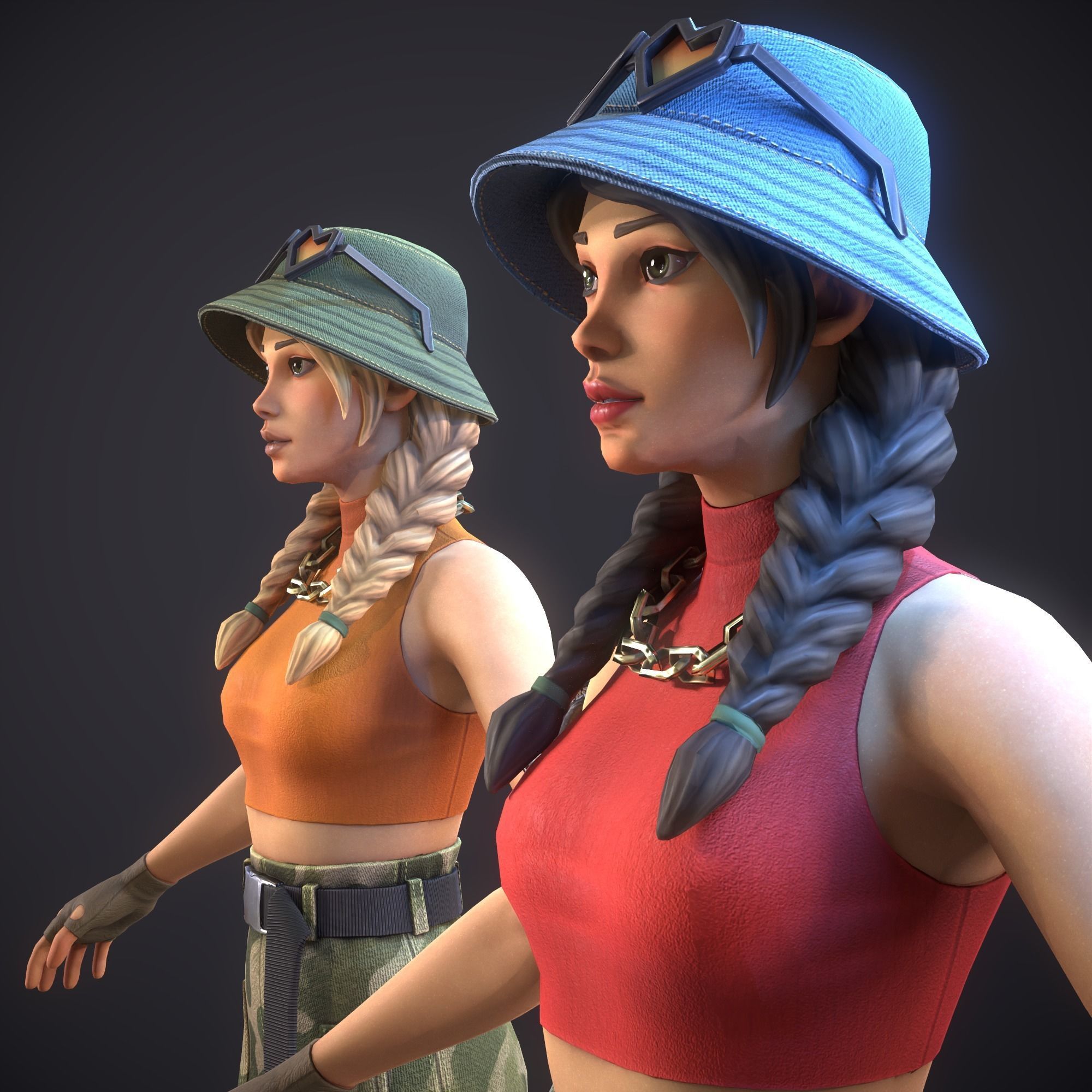 Just Girl - Game Ready Low-poly 3D model_13