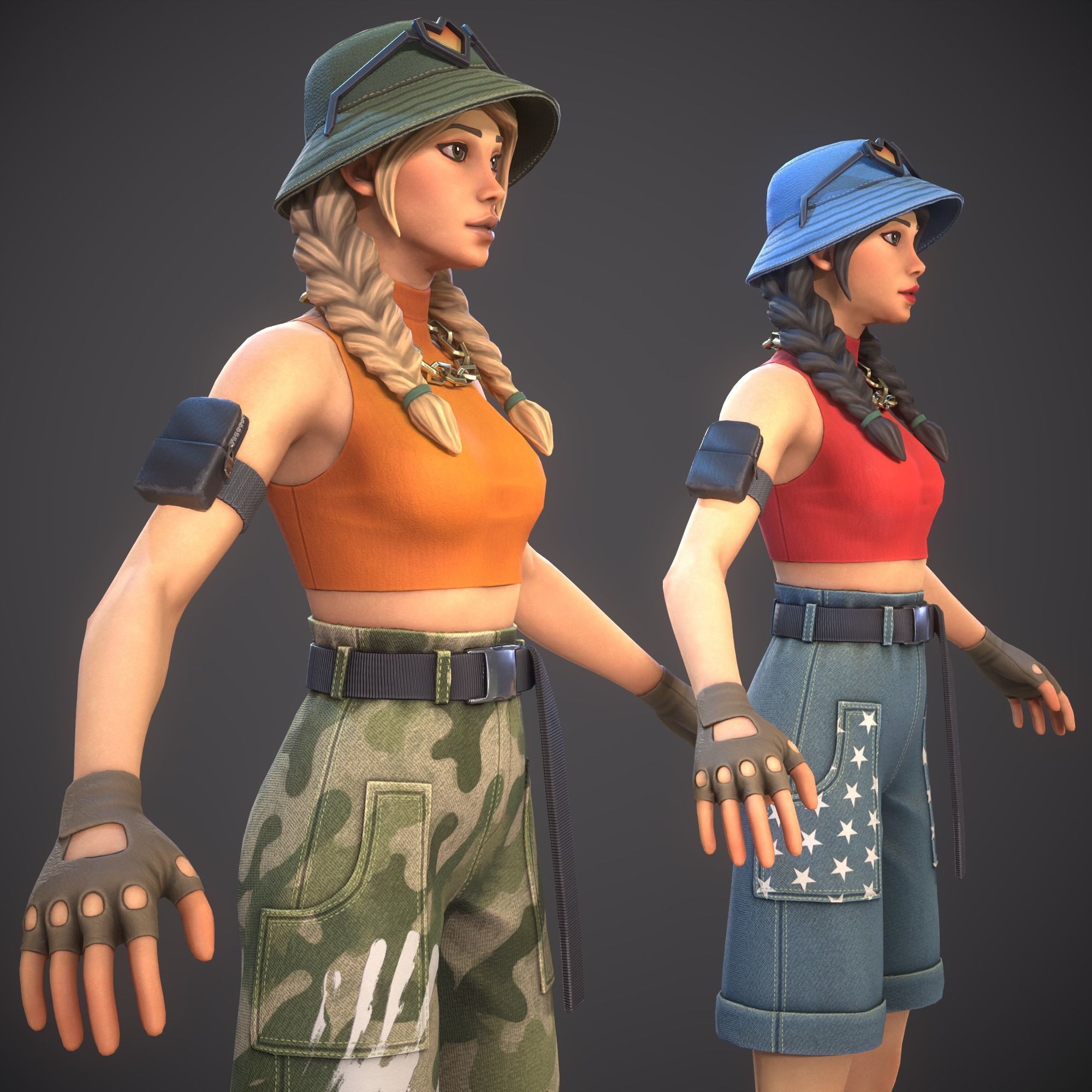 Just Girl - Game Ready Low-poly 3D model_14