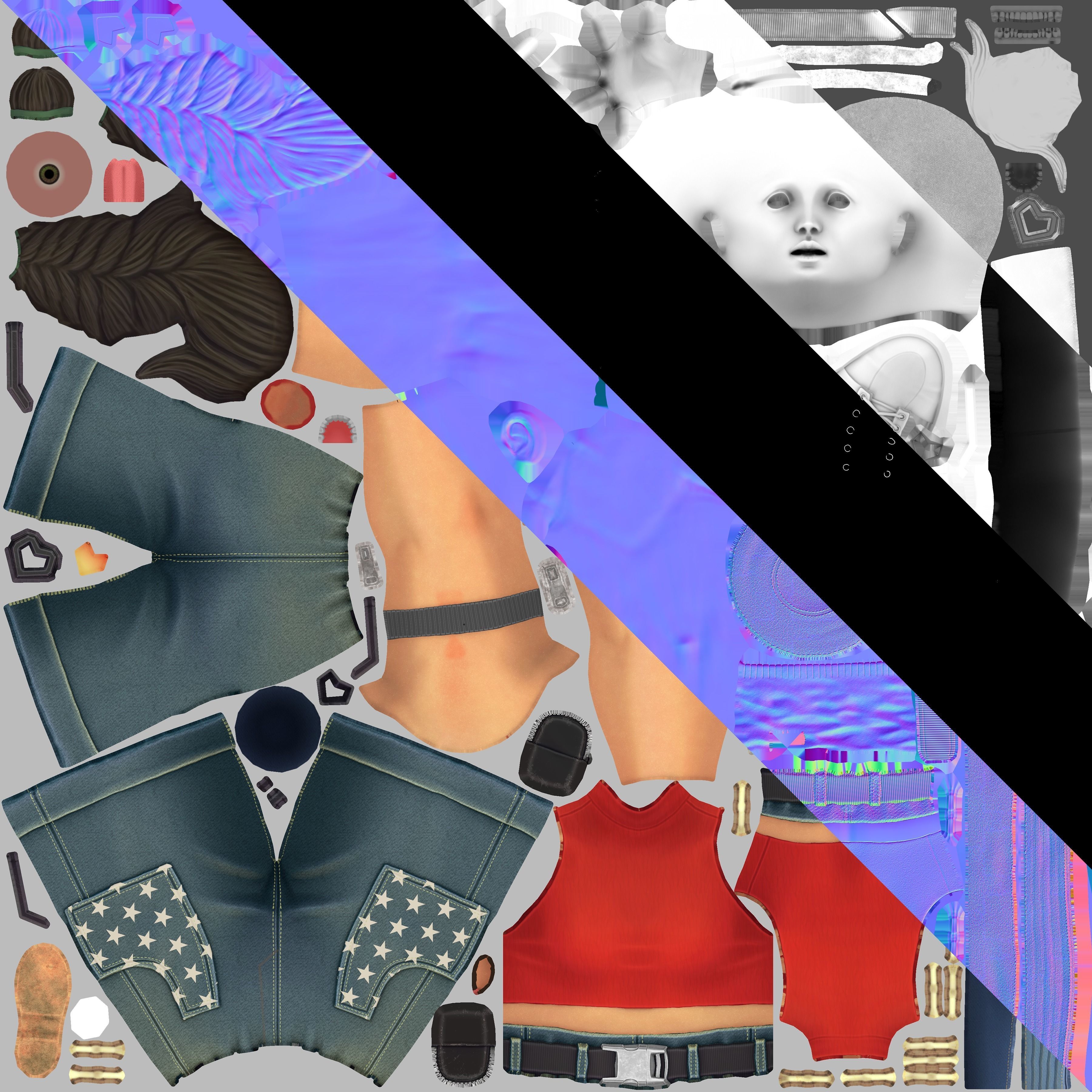 Just Girl - Game Ready Low-poly 3D model_24