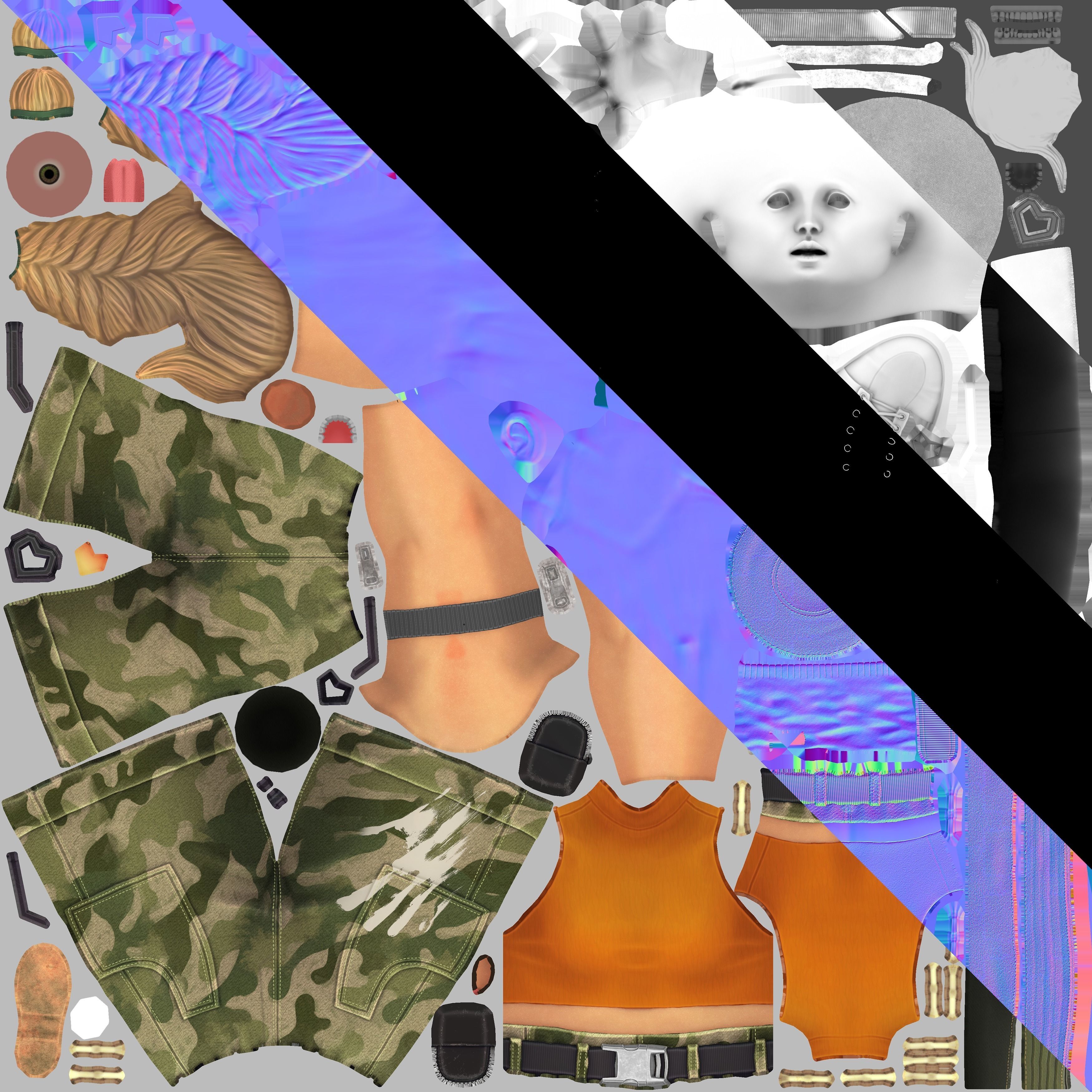 Just Girl - Game Ready Low-poly 3D model_23