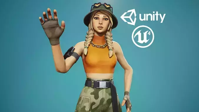 Just Girl - Game Ready Low-poly 3D model