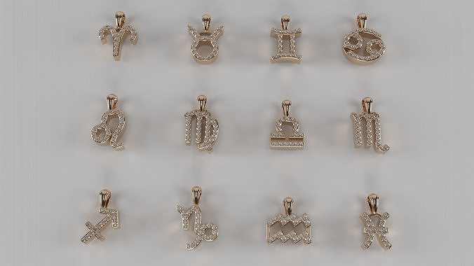 Zodiac Sign Pendant Bundle - Diamond Pendants 3D print model