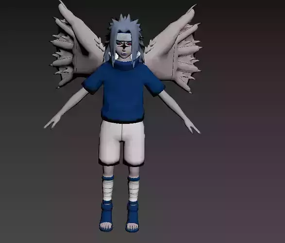 sasuke teenager Low-poly 3D model