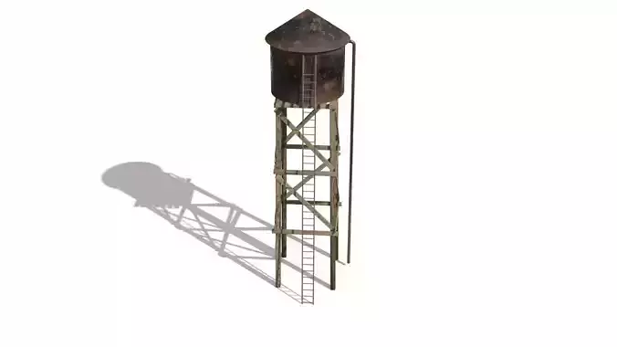 Water tower 3D model Low-poly 3D model