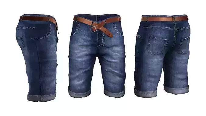 Jeans Shorts With Open Belt