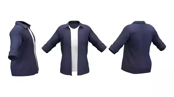 Open Front Shirt With T-shirt