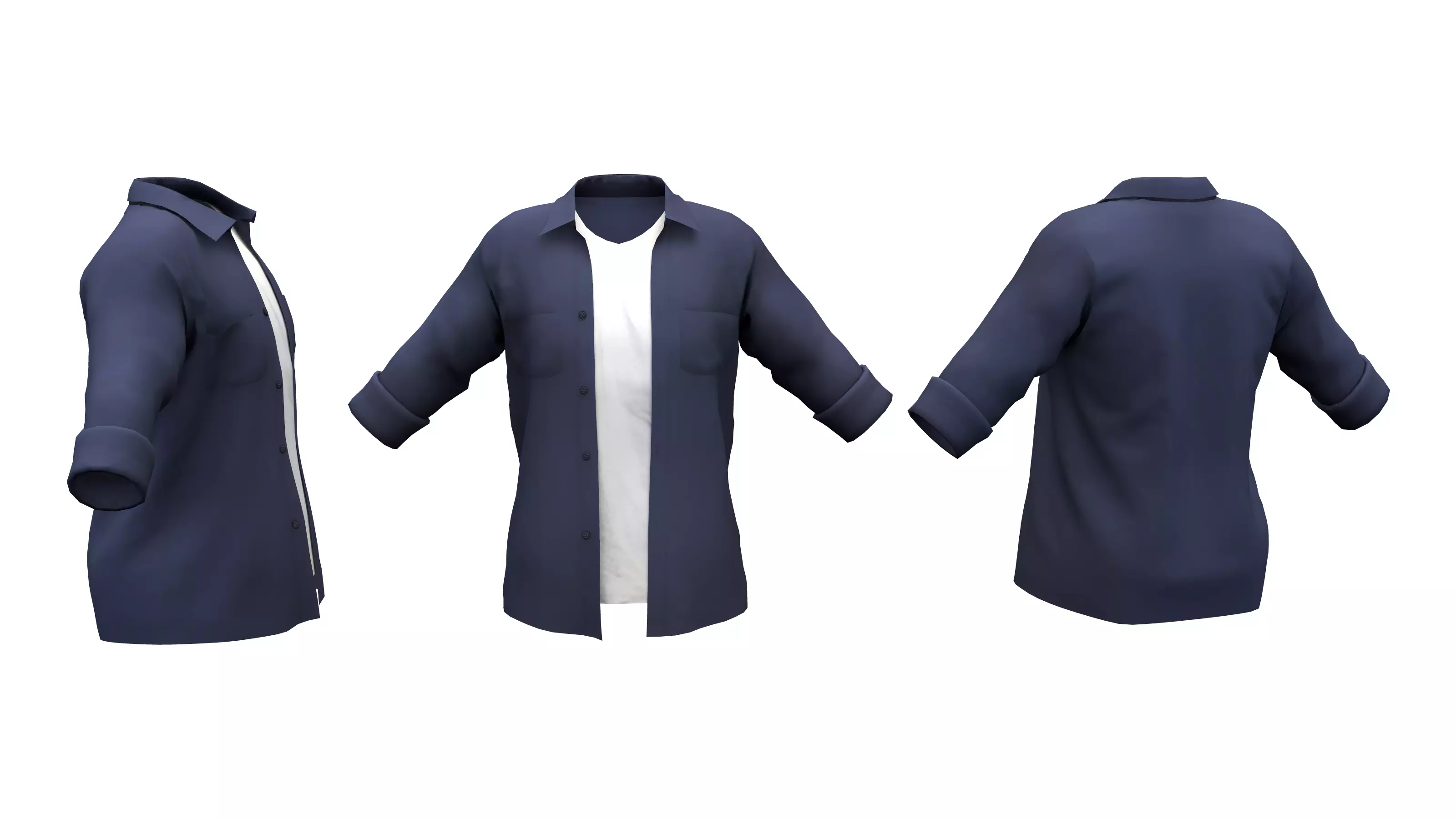 Open Front Shirt With T-shirt Low-poly 3D model