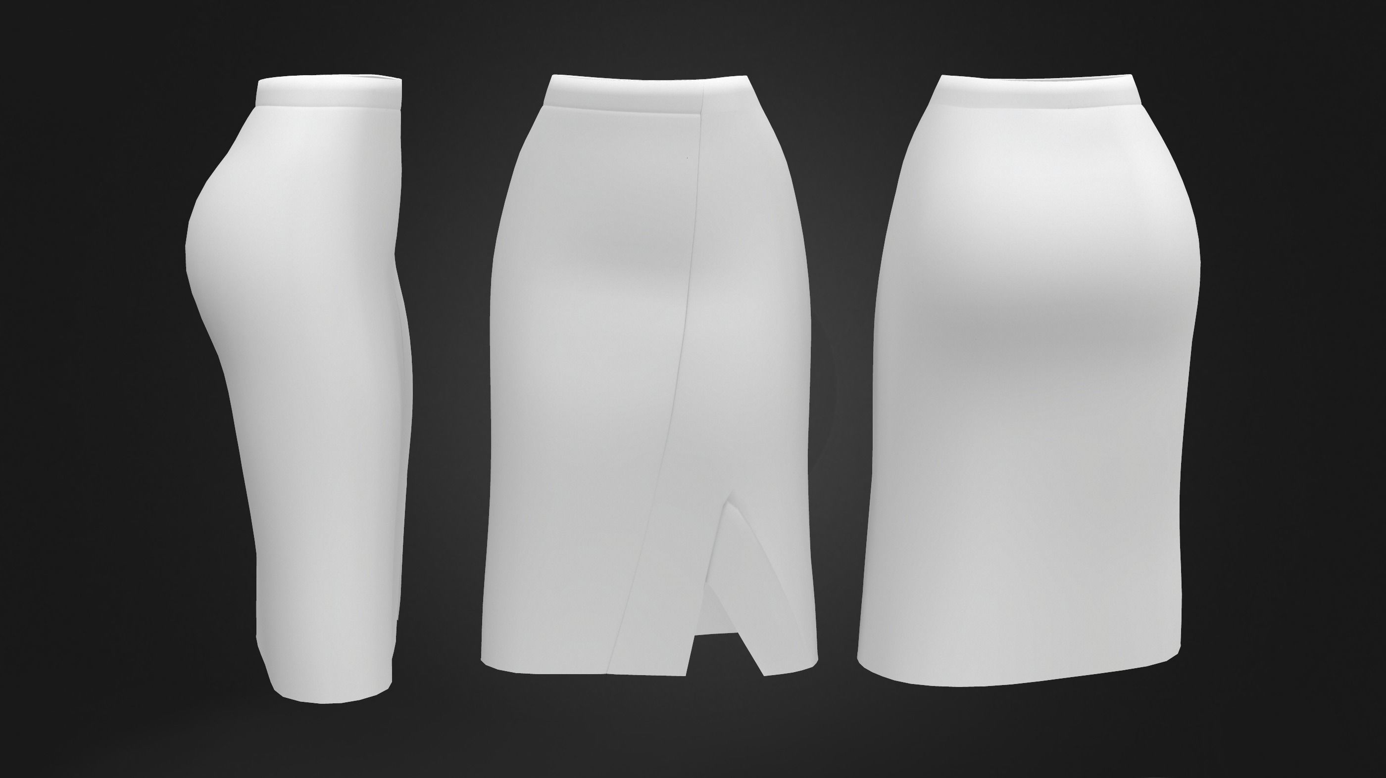 Blue Wrap Pencil Skirt Low-poly 3D model_5