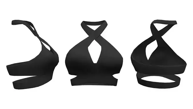Diamond Chest Cutout Halter Neck Crop Top Low-poly 3D model