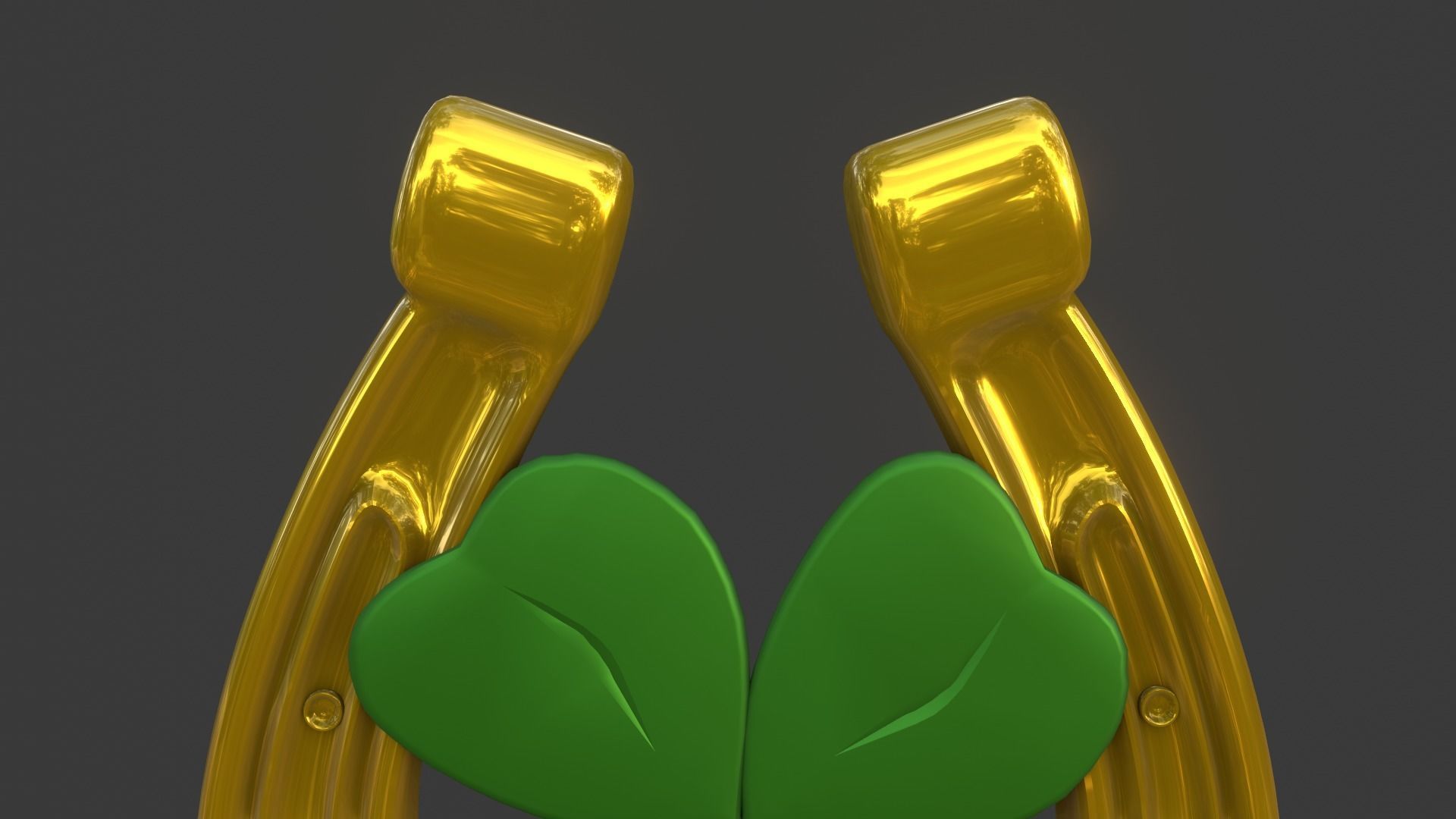 Lucky Horseshoe with four leaf clover 3D model_24