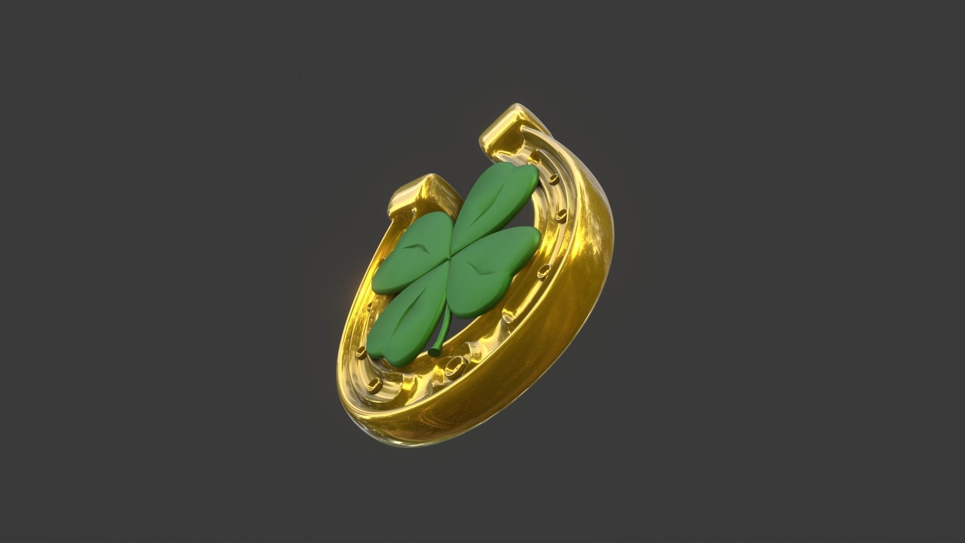 Lucky Horseshoe with four leaf clover 3D model_15