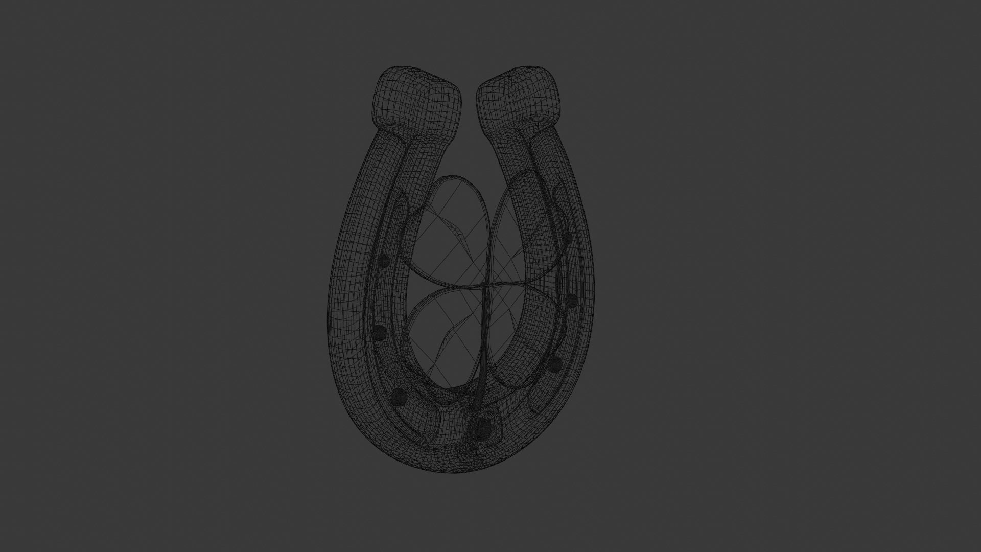 Lucky Horseshoe with four leaf clover 3D model_7