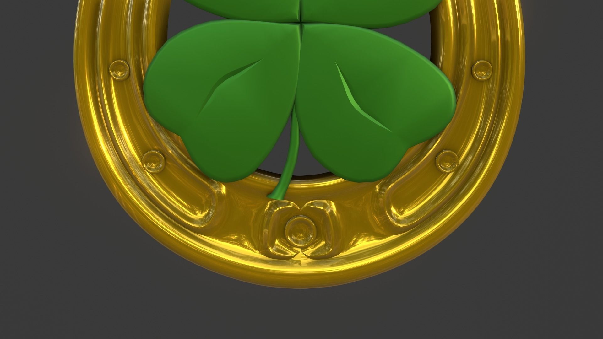 Lucky Horseshoe with four leaf clover 3D model_23