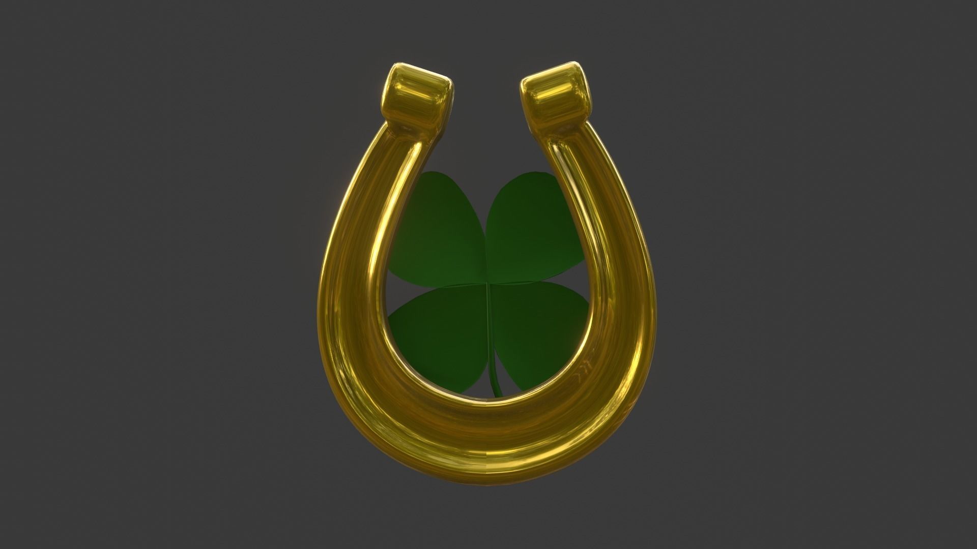 Lucky Horseshoe with four leaf clover 3D model_8