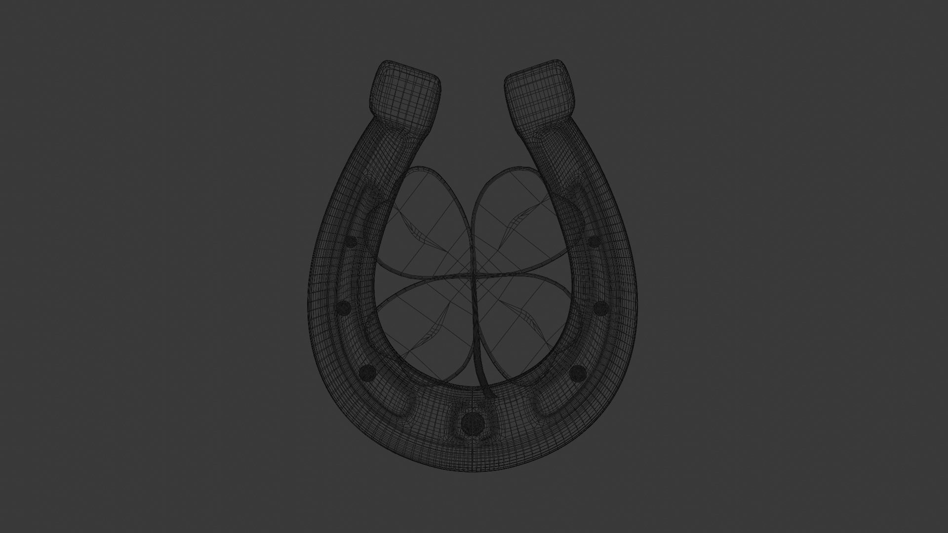 Lucky Horseshoe with four leaf clover 3D model_6