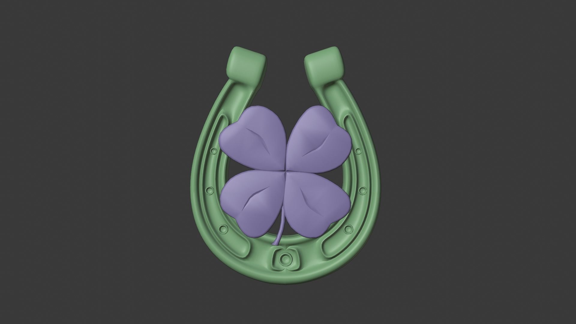 Lucky Horseshoe with four leaf clover 3D model_3