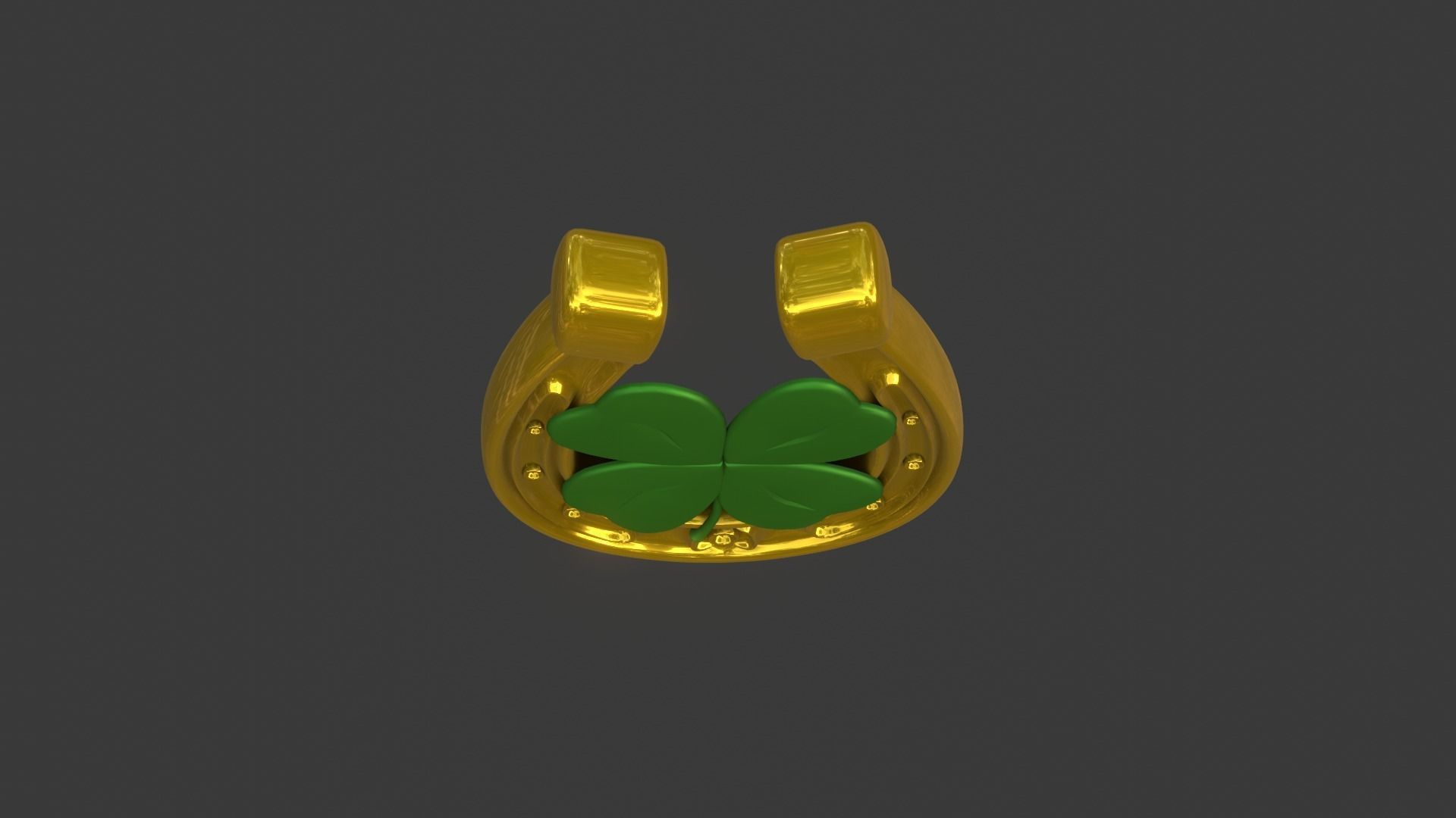 Lucky Horseshoe with four leaf clover 3D model_10