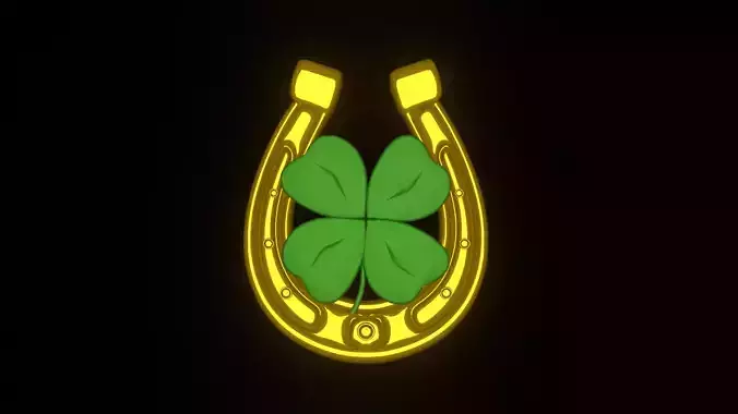 Lucky Horseshoe with four leaf clover 3D model