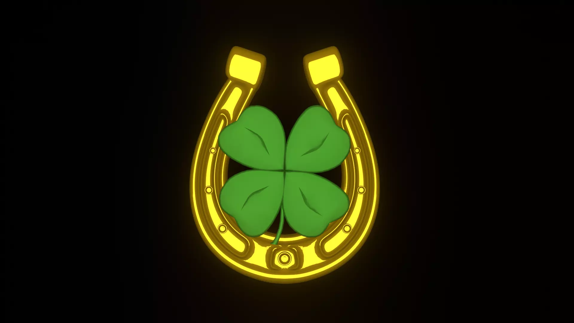 Lucky Horseshoe with four leaf clover 3D model_0