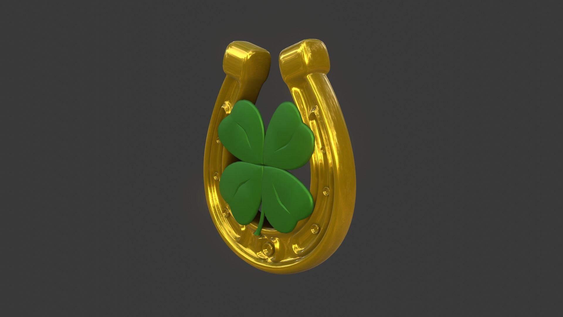 Lucky Horseshoe with four leaf clover 3D model_18