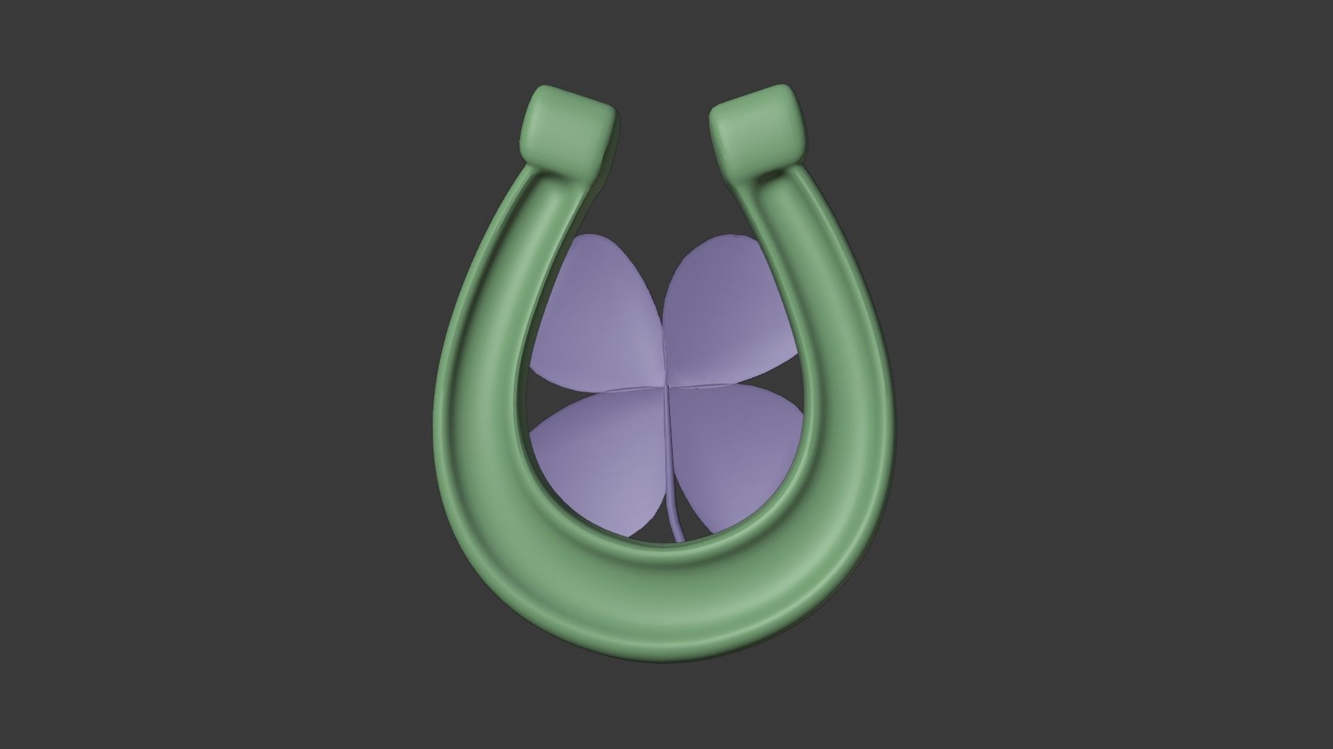 Lucky Horseshoe with four leaf clover 3D model_5