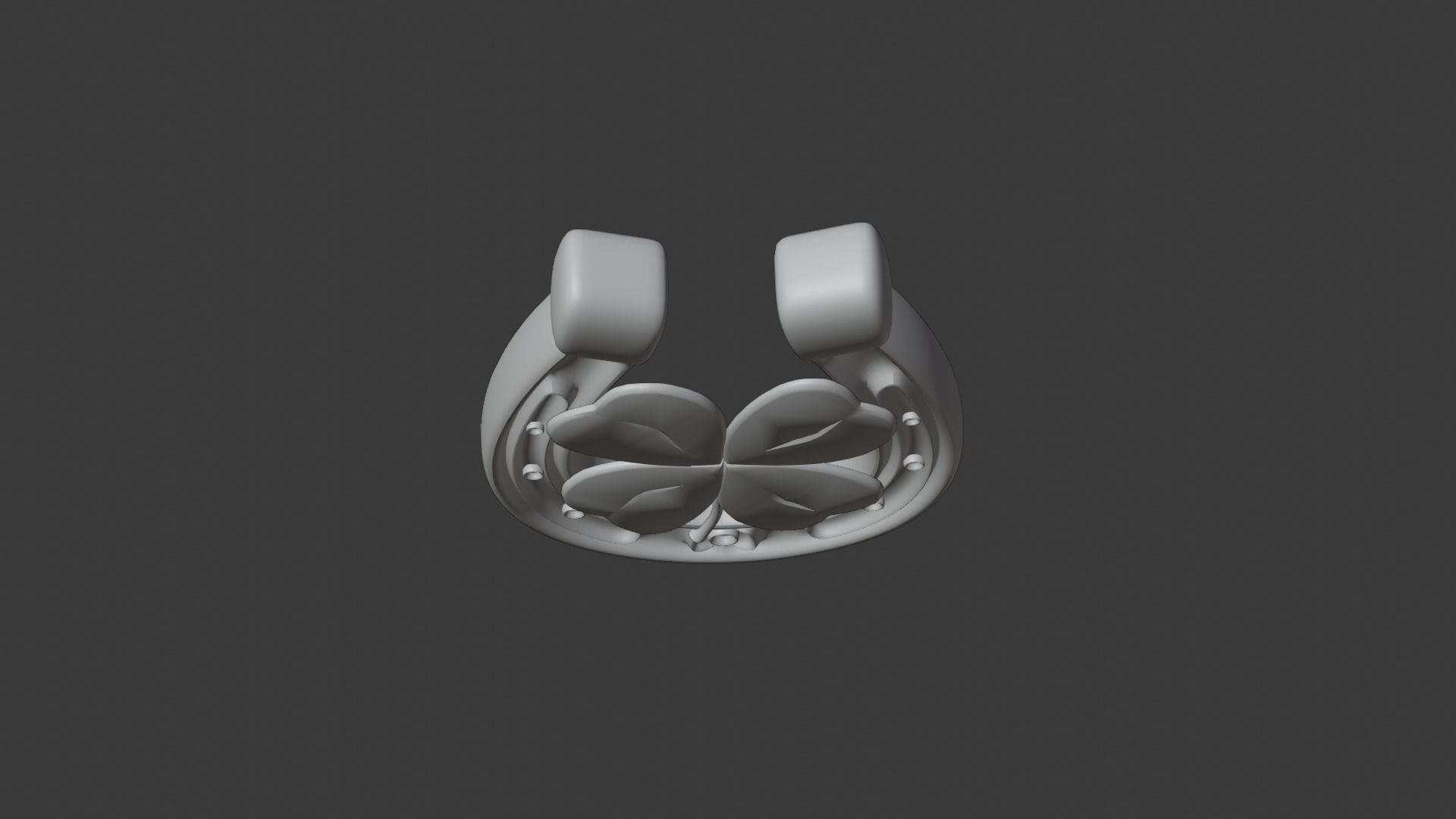 Lucky Horseshoe with four leaf clover 3D model_9