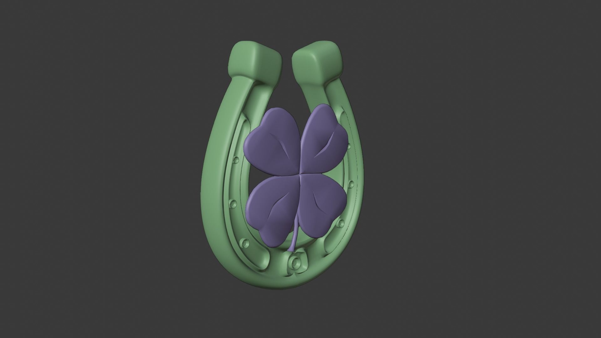 Lucky Horseshoe with four leaf clover 3D model_11
