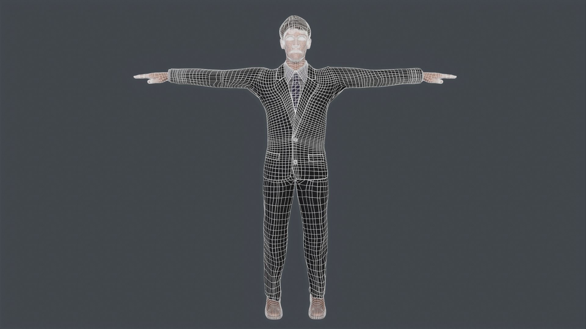 Old Classic Man Low Poly Game Ready Low-poly 3D model_5