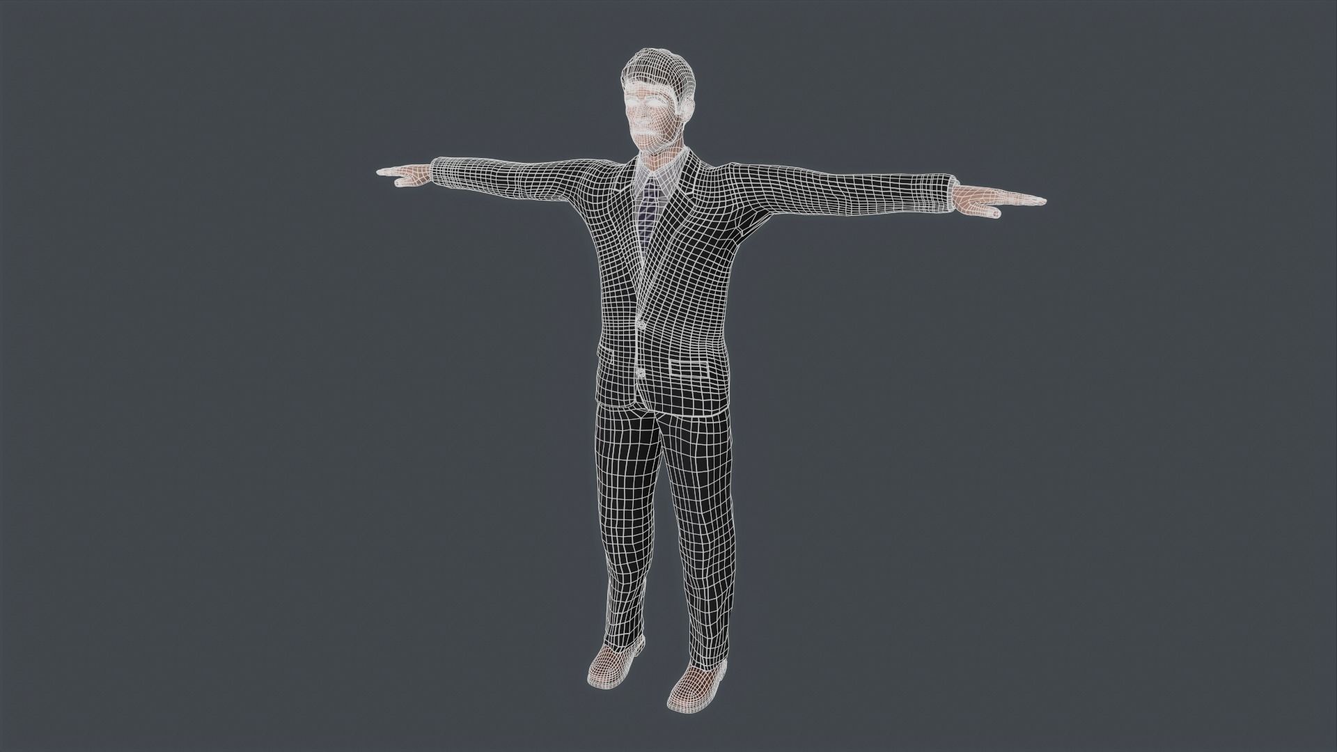 Old Classic Man Low Poly Game Ready Low-poly 3D model_19