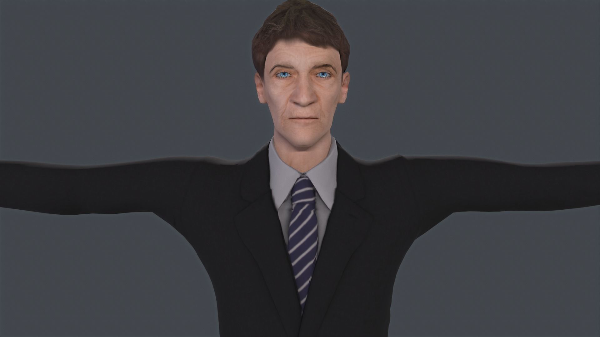 Old Classic Man Low Poly Game Ready Low-poly 3D model_3