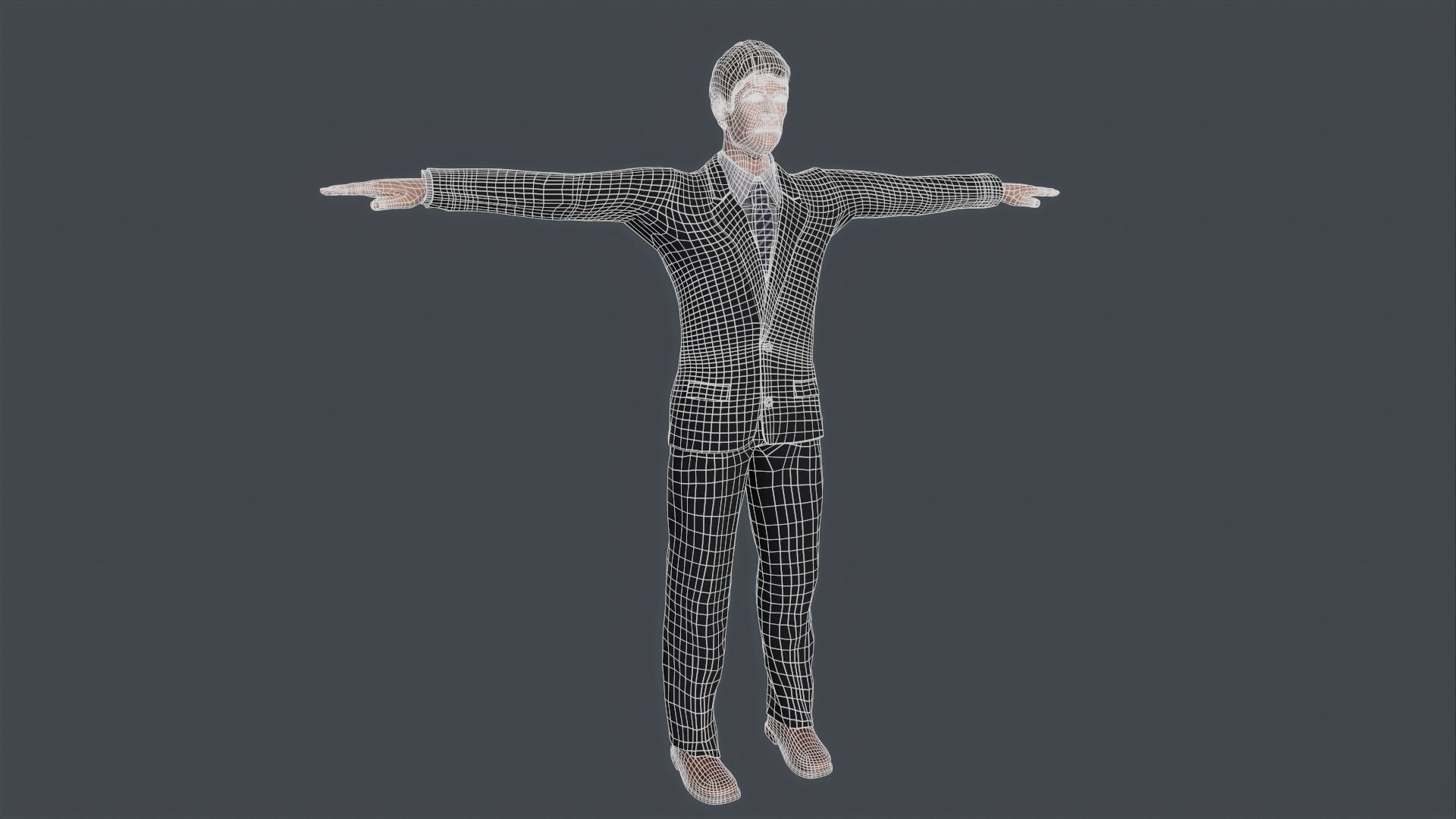 Old Classic Man Low Poly Game Ready Low-poly 3D model_7