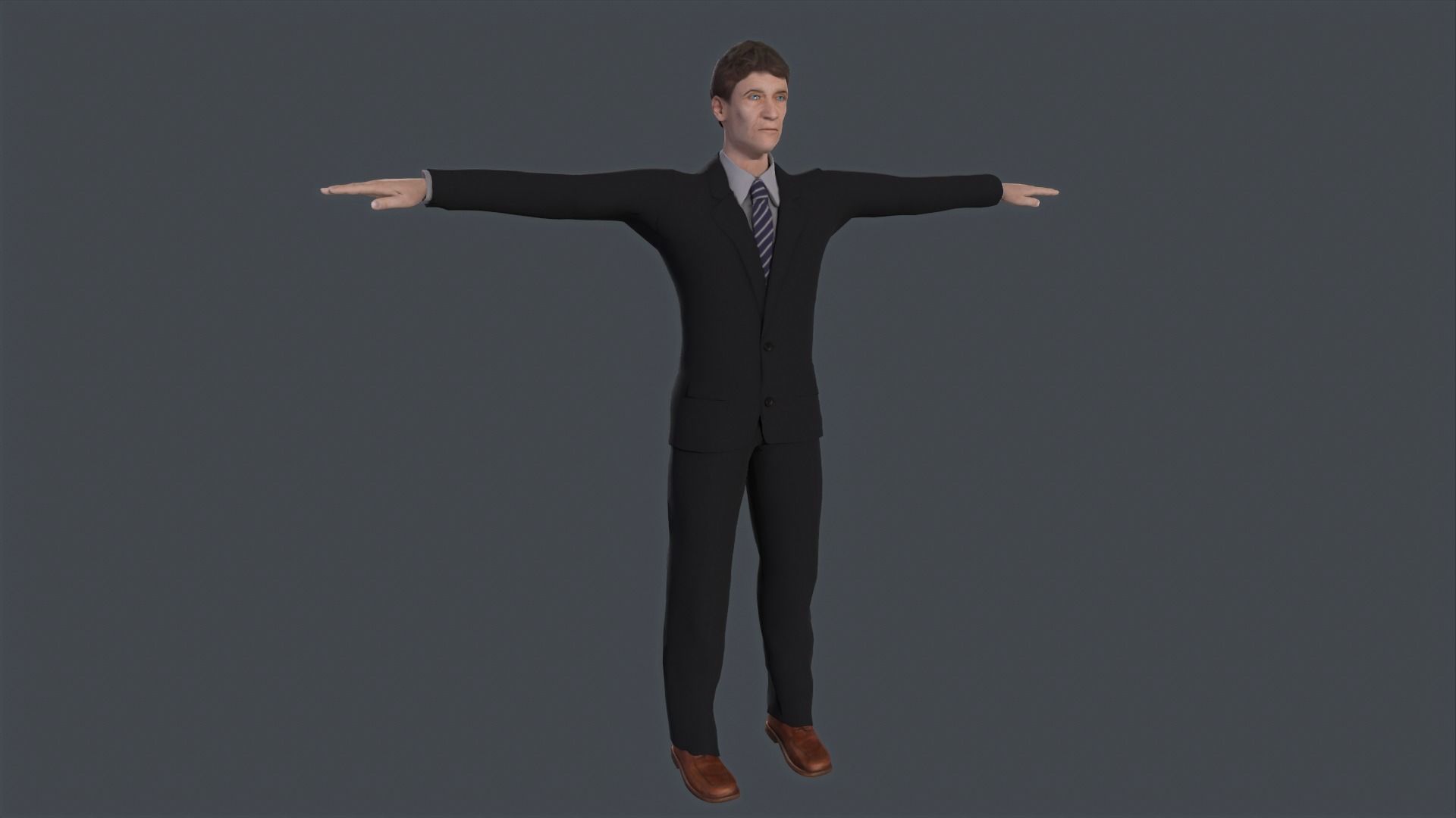 Old Classic Man Low Poly Game Ready Low-poly 3D model_6