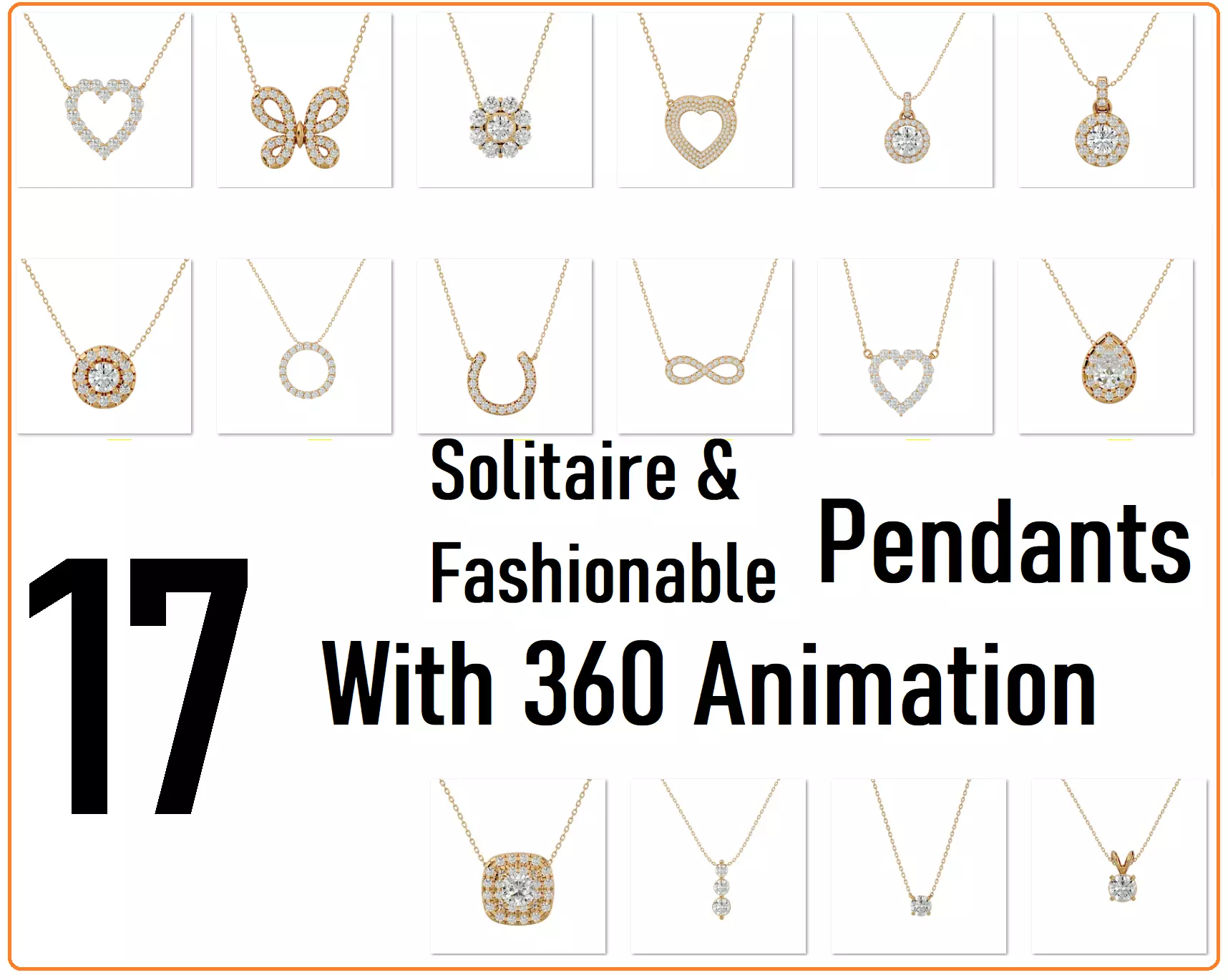 17 Solitaire and Fashionable Pendant 360 Animation 3dm stl  3D Model Collection_0