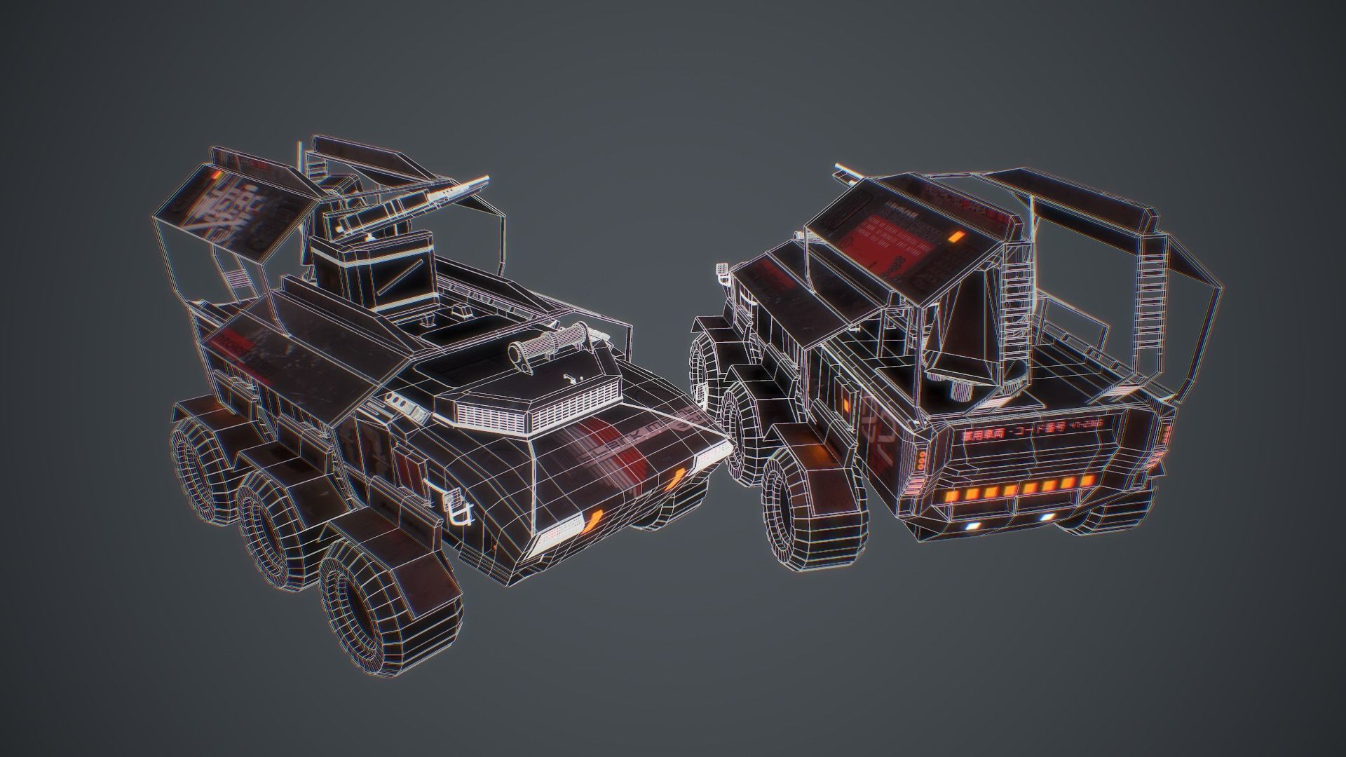 Cyberpunk Military Vehicle Low-poly 3D model_19