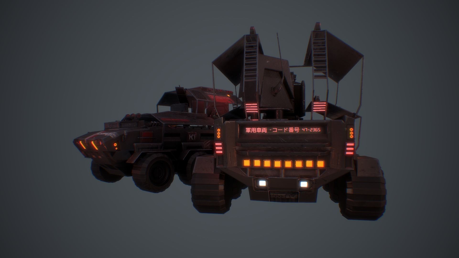 Cyberpunk Military Vehicle Low-poly 3D model_4
