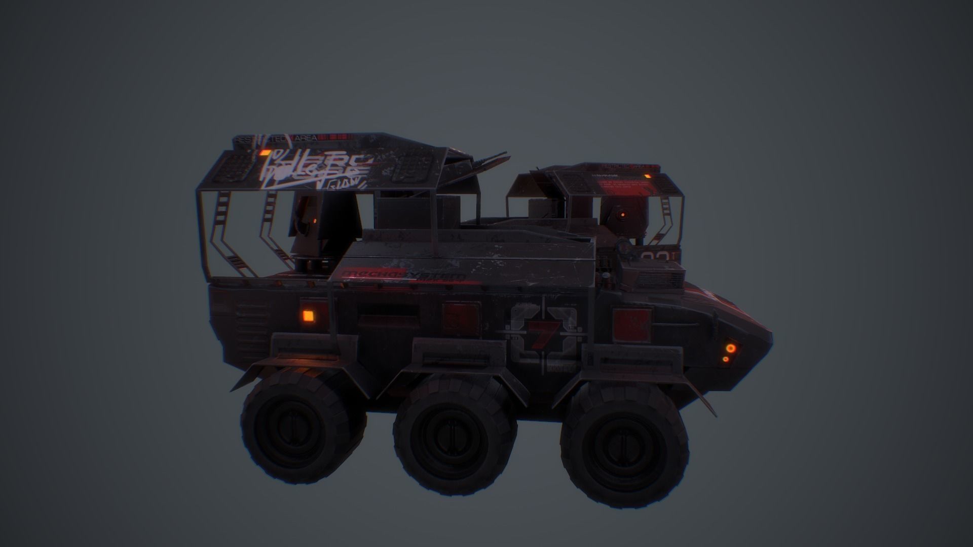 Cyberpunk Military Vehicle Low-poly 3D model_17