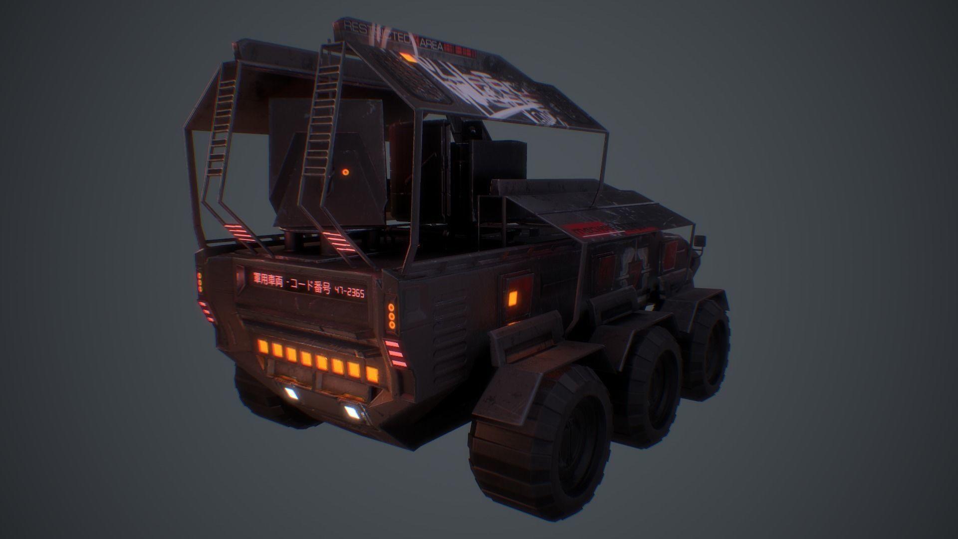 Cyberpunk Military Vehicle Low-poly 3D model_9