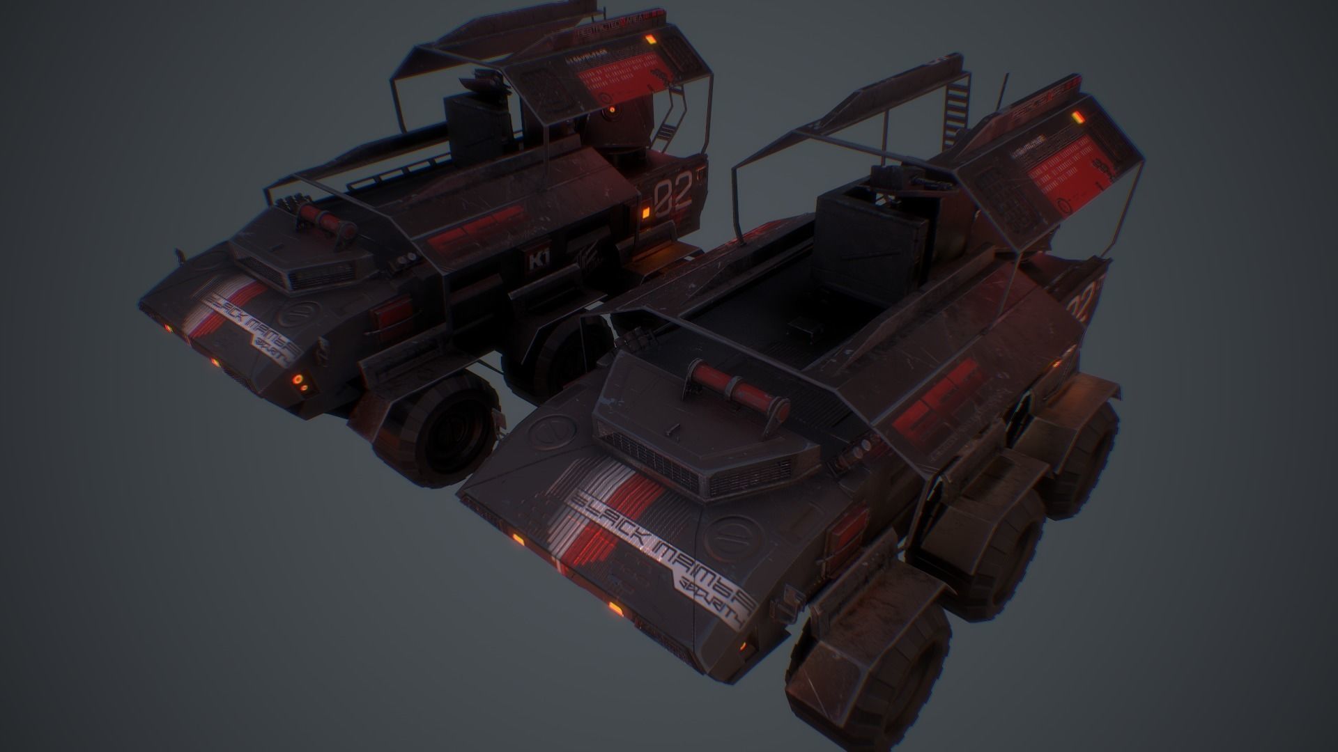 Cyberpunk Military Vehicle Low-poly 3D model_20