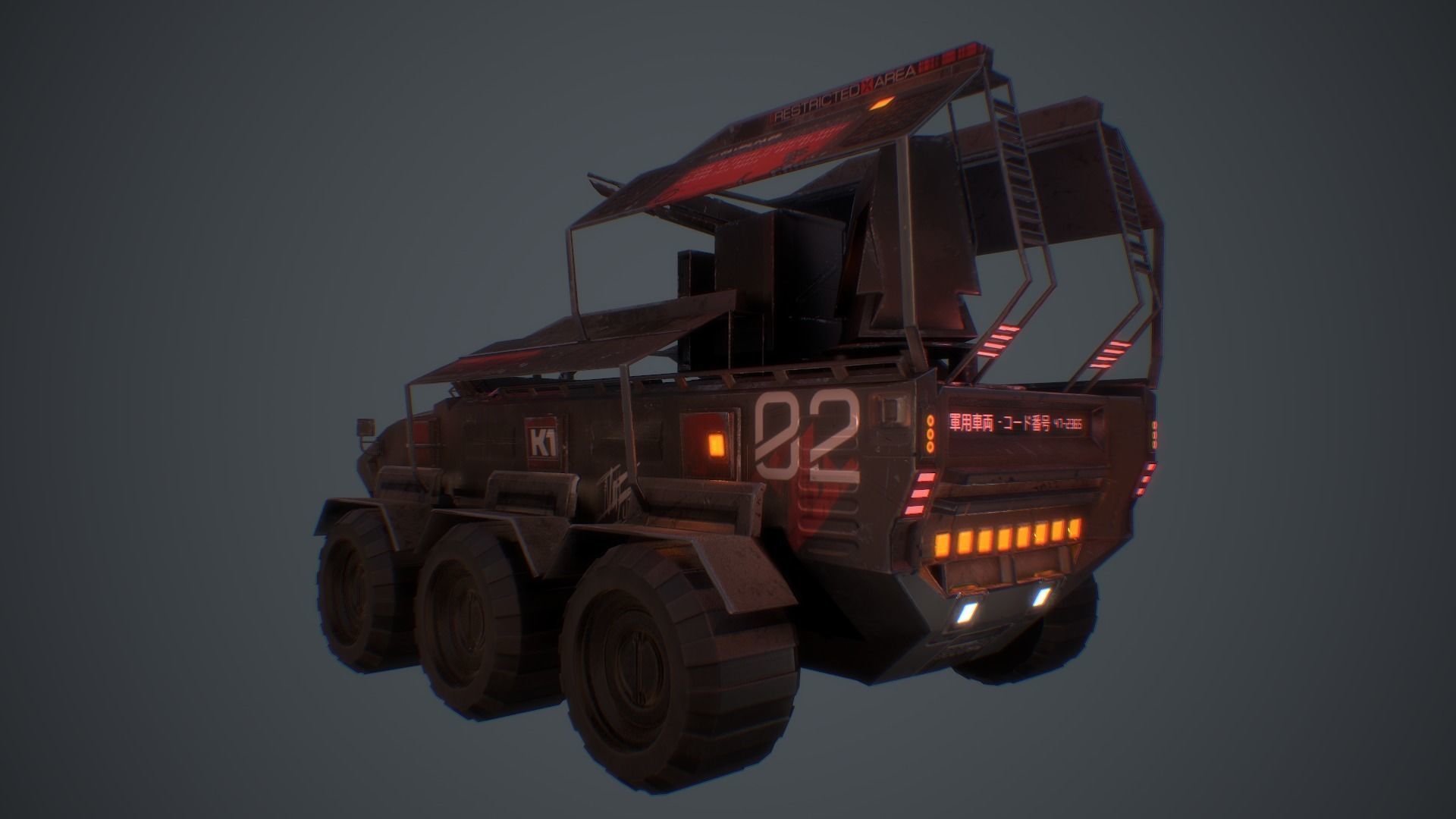 Cyberpunk Military Vehicle Low-poly 3D model_11