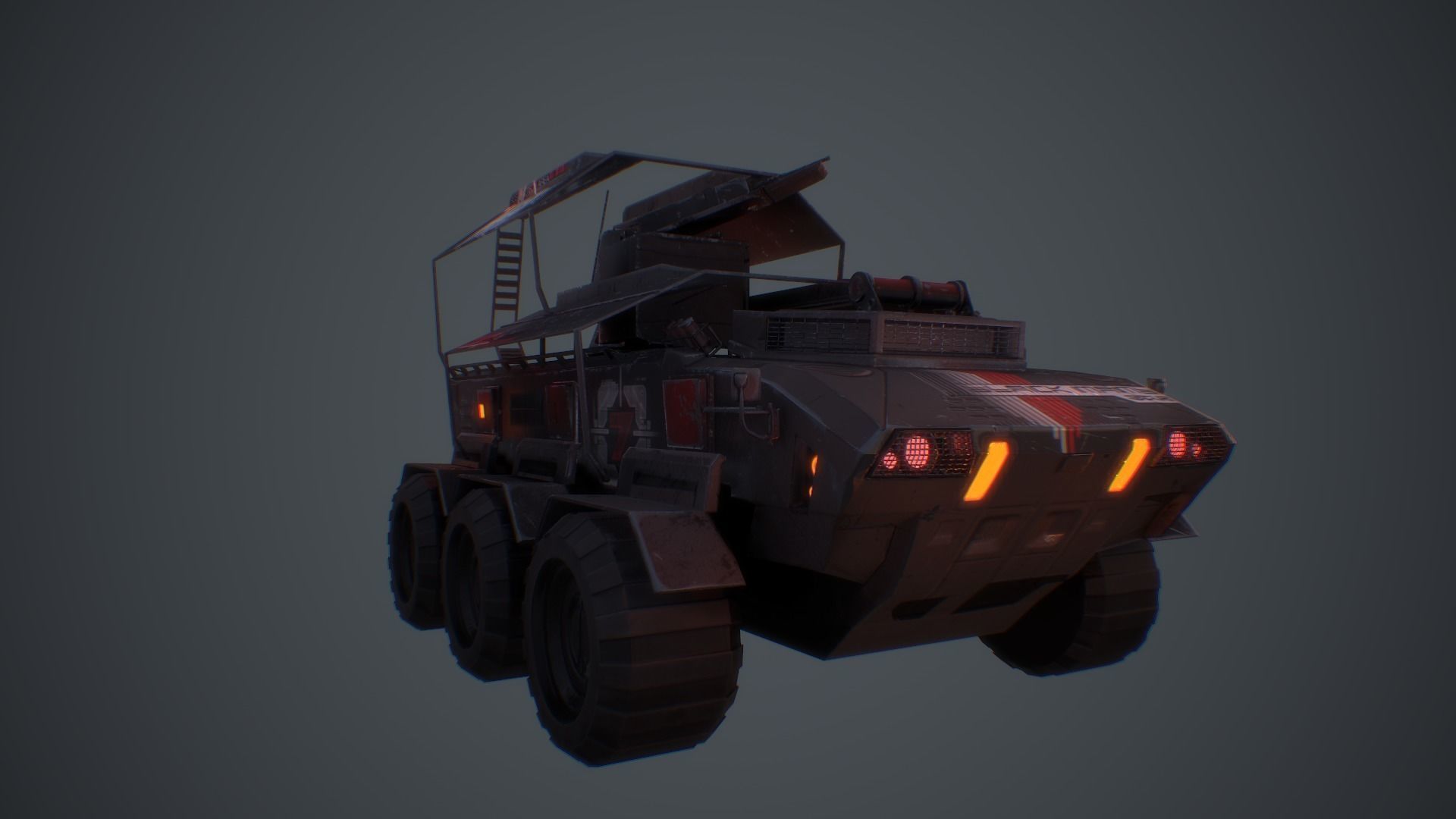 Cyberpunk Military Vehicle Low-poly 3D model_6