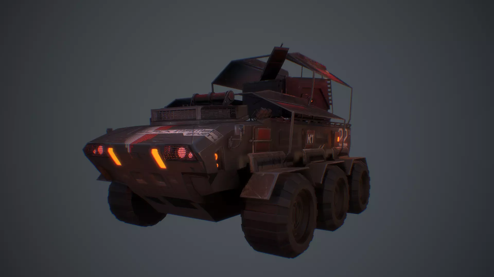 Cyberpunk Military Vehicle Low-poly 3D model_0